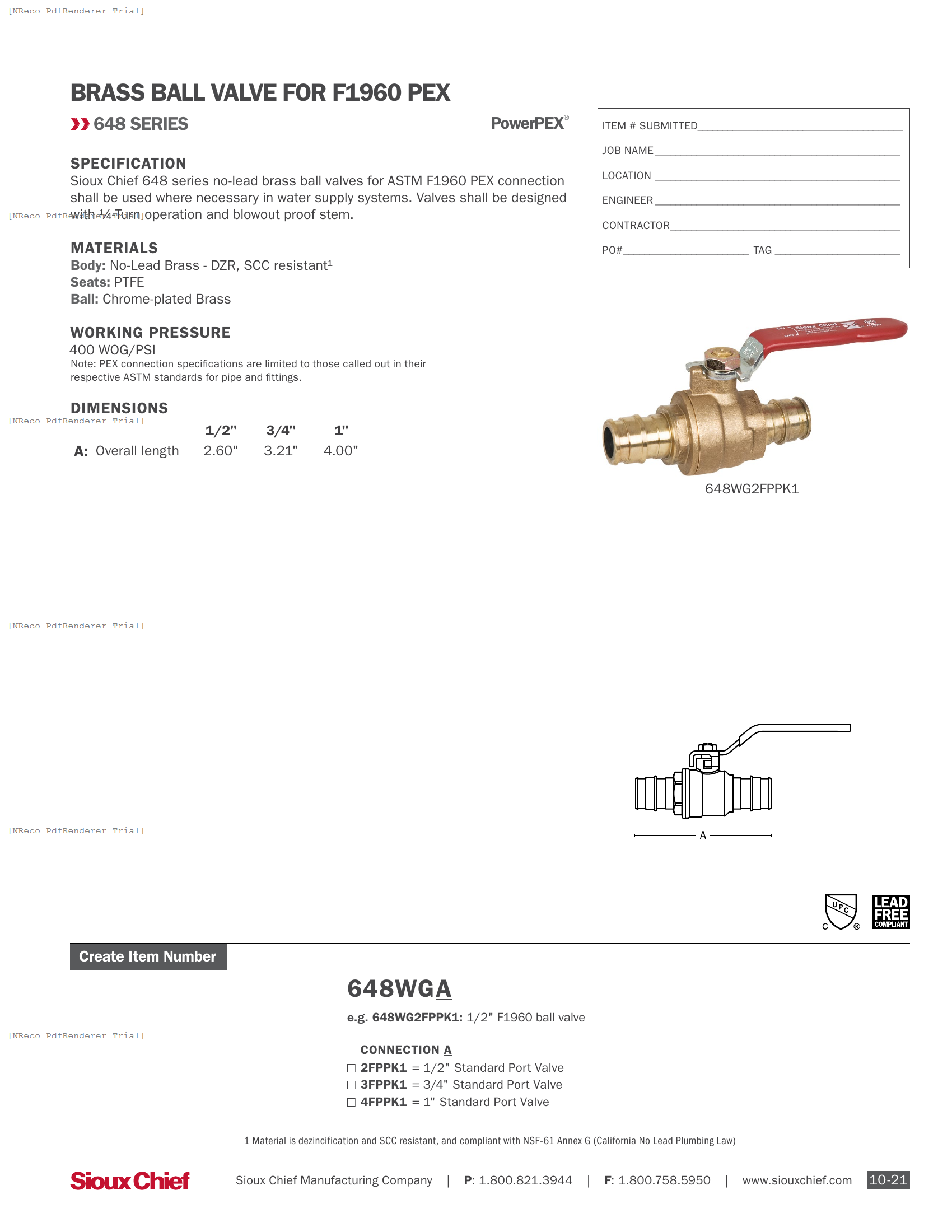 648 SERIES - F1960 POWERPEX BALL VALVE - SPEC SHEET.PDF Specification Document